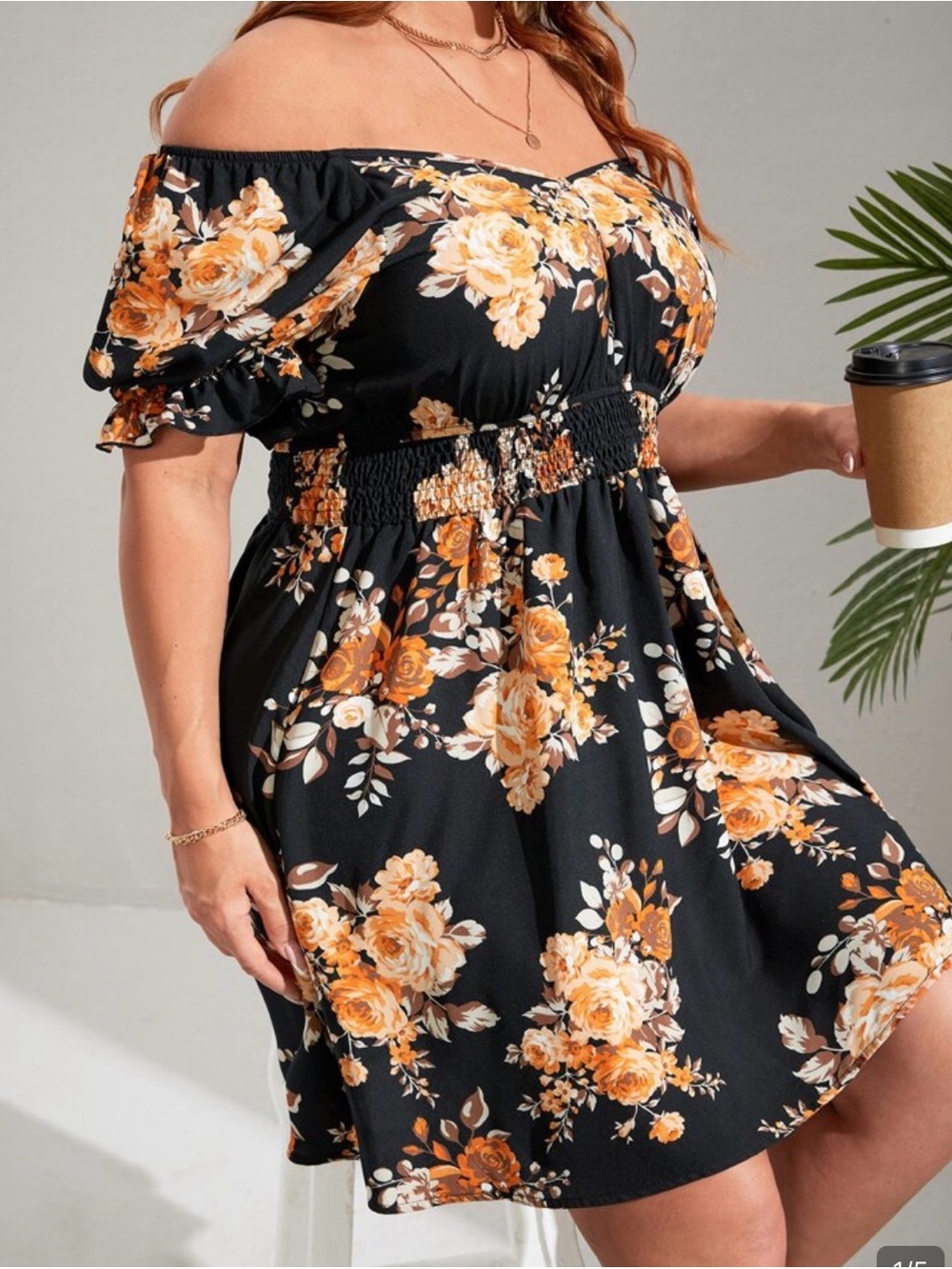 NWOT black floral dress